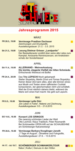 Jahresprogramm 2015 zum