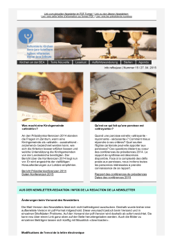 Newsletter, 27. April 2015 - Reformierte Kirchen Bern-Jura
