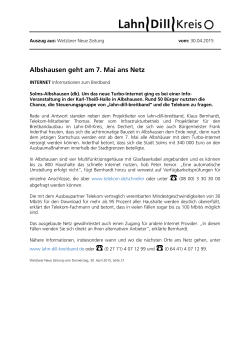 2015-04-30, Albshausen geht am 07. Mai an Netz - Lahn-Dill