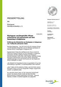 PRESSEMITTEILUNG - Kulturland Rheingau