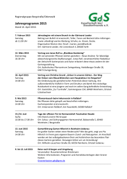 Jahresprogramm 2015 - Gesellschaft der Staudenfreunde