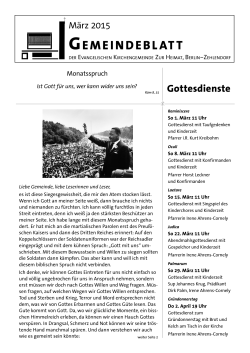 März 2015 PDF - Ev. Kirchengemeinde zur Heimat