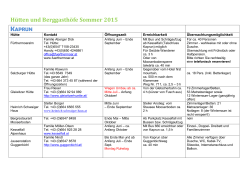 H&uuml;tten und Berggasth&ouml;fe Sommer 2015 KAPRUN