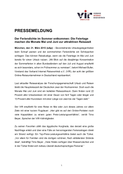 PRESSEMELDUNG - Verband Internet Reisevertrieb eV