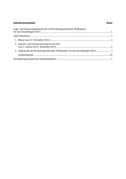 Inhaltsverzeichnis Seite