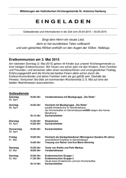 Eingeladen vom 26. April 2015 - Katholische Kirchengemeinde St
