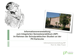 Infos zum ISP - P&auml;dagogische Hochschule Karlsruhe