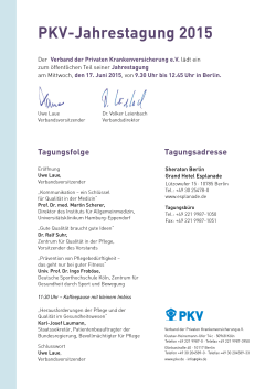 PKV-Jahrestagung 2015 - PKV Verband der privaten