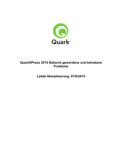 Behobene Probleme: QuarkXPress 2015