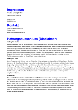 Impressum Kontakt Haftungsausschluss