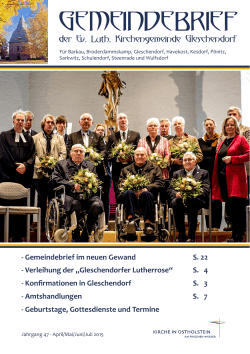 April/Mai/Juni/Juli - Ev.-Luth. Kirchengemeinde Gleschendorf