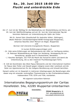 Sa., 20. Juni 2015 18:00 Uhr Flucht und unterdr&uuml;ckte Erde