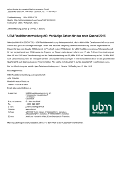 UBM Realitätenentwicklung AG: Vorläufige Zahlen für das erste