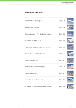 Preisliste Infrarot-Strahler
