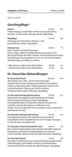 Kosmetik Gesichtspflege * Dr. Hauschka-Behandlungen