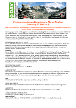 Frühjahrswanderung Schwäbische Alb bei Neuffen Samstag, 30