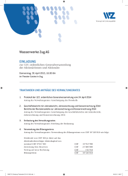 Einladung GV 2015 - Wasserwerke Zug AG