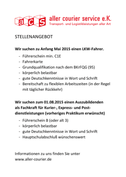 Arbeitsuchend? Bewerben Sie sich jetzt bei uns als LKW