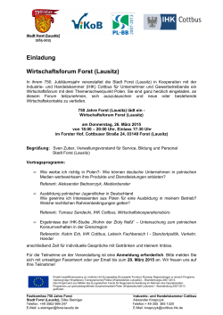 Einladung Wirtschaftsforum Forst (Lausitz)
