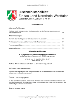Justizministerialblatt für das Land Nordrhein-Westfalen - NRW