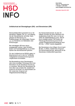 Unfallschutz bei Dienstgängen (DG) und Dienstreisen (DR)