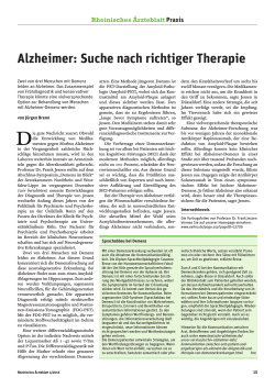 Alzheimer: Suche nach richtiger Therapie