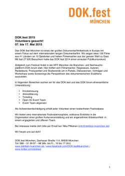 DOK.fest 2015 Volunteers gesucht! 07. bis 17. Mai 2015