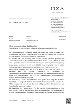 Bahnbrechendes Urteil des OLG Düsseldorf: Prospektfehler in