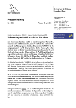 INISEK I - Ministerium f&uuml;r Bildung, Jugend und Sport