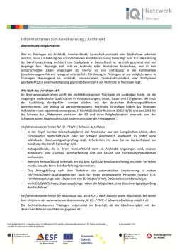 Informationen zur Anerkennung: Architekt