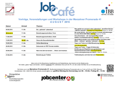 JobCaf&eacute; Veranstaltungsplan Juni 2015