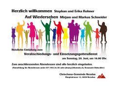 Herzlich willkommen Stephan und Erika Rohner Auf Wiedersehen