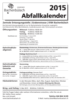 Abfallkalender 2015 - Gemeinde Bachenbülach
