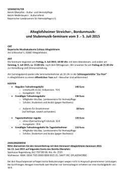 und Stubnmusik-Seminare vom 3 .- 5. Juli 2015