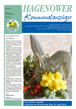 Kommunalanzeiger 02.04.2015 - Amt Hagenow-Land