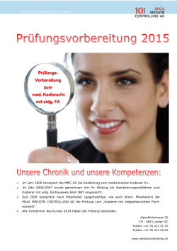 Pr&uuml;fungs- Vorbereitung zum med. Kodierer/in mit eidg. FA