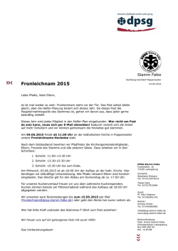 Infos f&uuml;r Helfer Fronleichnam 2015