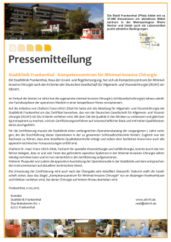 Pressemitteilung - Stadtklinik Frankenthal