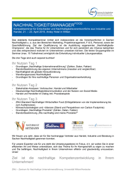 NACHHALTIGKEITSMANAGER - ZNU- Zentrum für Nachhaltige