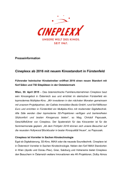 Neuer Cineplexx Standort in Fürstenfeld ab 2016