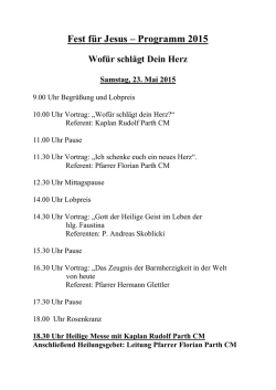 Fest f&uuml;r Jesus &ndash; Programm 2015 - Holy