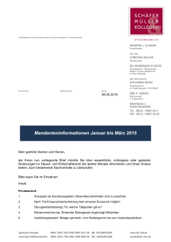 Steuerinformationen 2015 Ausgabe I - Steuerkanzlei Schäfer, Müller