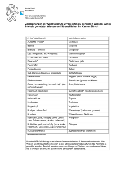 Zeigerpflanzen der Qualit&auml;tsstufe 2 von extensiv genutzten Wiesen