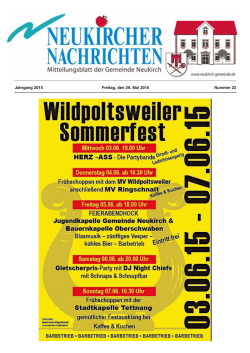 Jahrgang 2015 Freitag, den 29. Mai 2015 Nummer 22