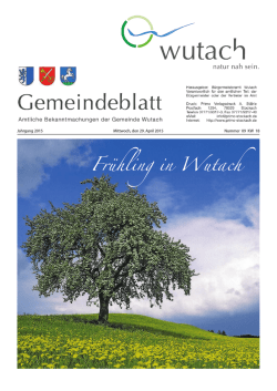 Jahrgang 2015 Mittwoch, den 29. April 2015 Nummer 09 KW 18