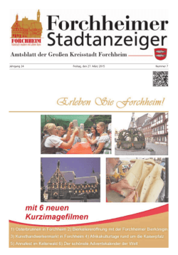 Jahrgang 24 Freitag, den 27. M&auml;rz 2015 Nummer 7