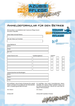 Anmeldeformular für den Betrieb