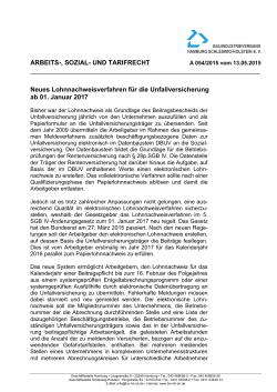 A 054/2015 Neues Lohnnach- weisverfahren für die Unfall