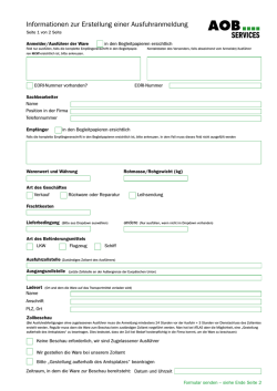 Informationen zur Erstellung einer Ausfuhranmeldung