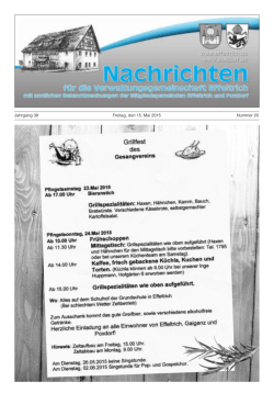Jahrgang 38 Freitag, den 15. Mai 2015 Nummer 20